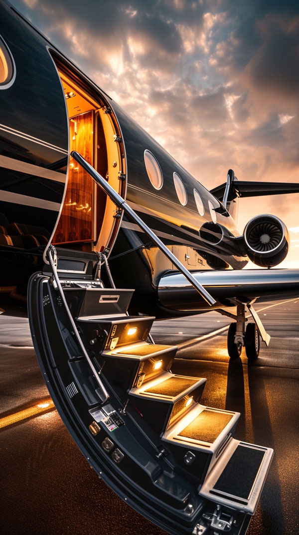 Privatni jet pri zalasku sunca